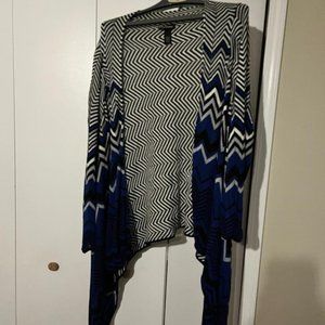 Blue & Gray Zig Zag High Low Sweater